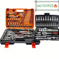 150/46pcs Socket Tool Set, Automotive & Motorcycle Repair Tool Kit - Durable Chrome Vanadium Steel, Includes Ratchet Wrenches