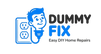Logo for 'Dummy Fix' with a cartoon character holding a light bulb near an electrical outlet on a white background.